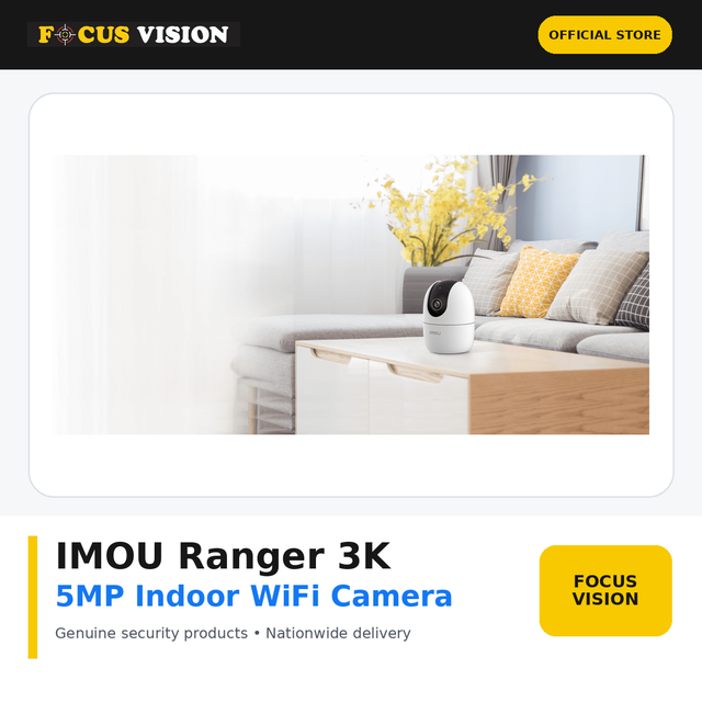 IMOU Ranger 3K 5MP Indoor WiFi Camera - Focus Vision product image