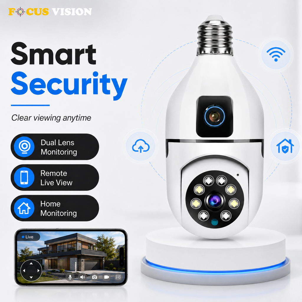 Double Lens WiFi Bulb Holder Camera smart security mobile live view image