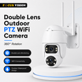 Double Lens Outdoor Waterproof PTZ WiFi Camera 360 degree rotation