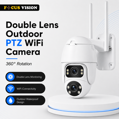 Double Lens Outdoor Waterproof PTZ WiFi Camera 360 degree rotation