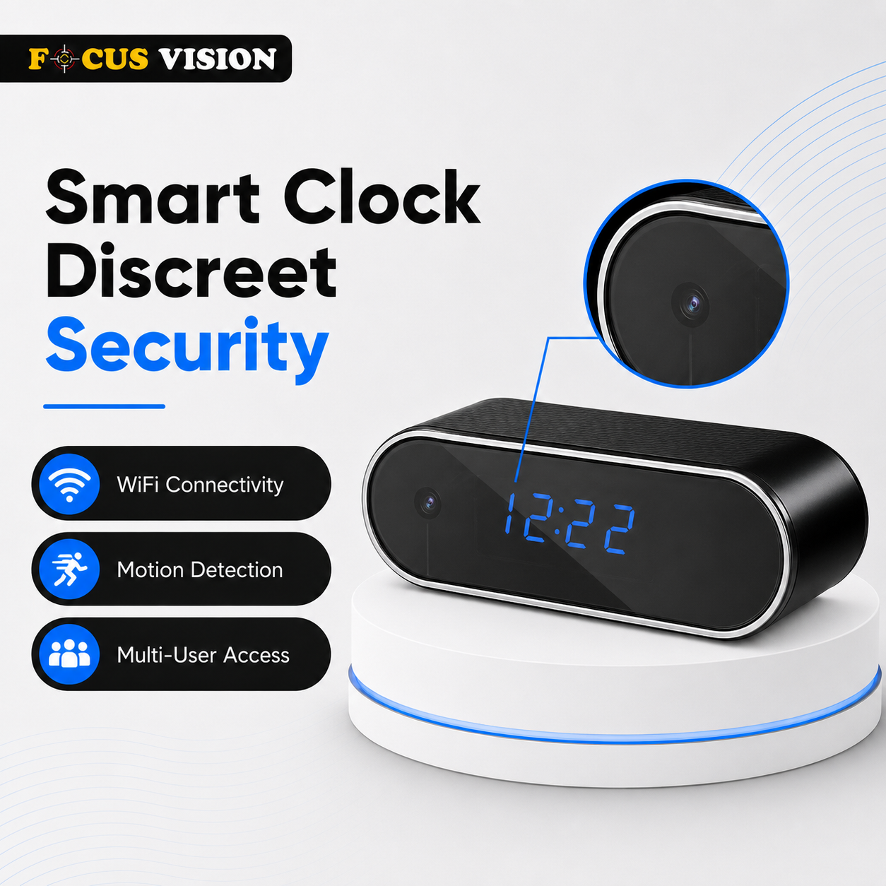 Table Clock Digital Spy Camera WiFi motion detection features