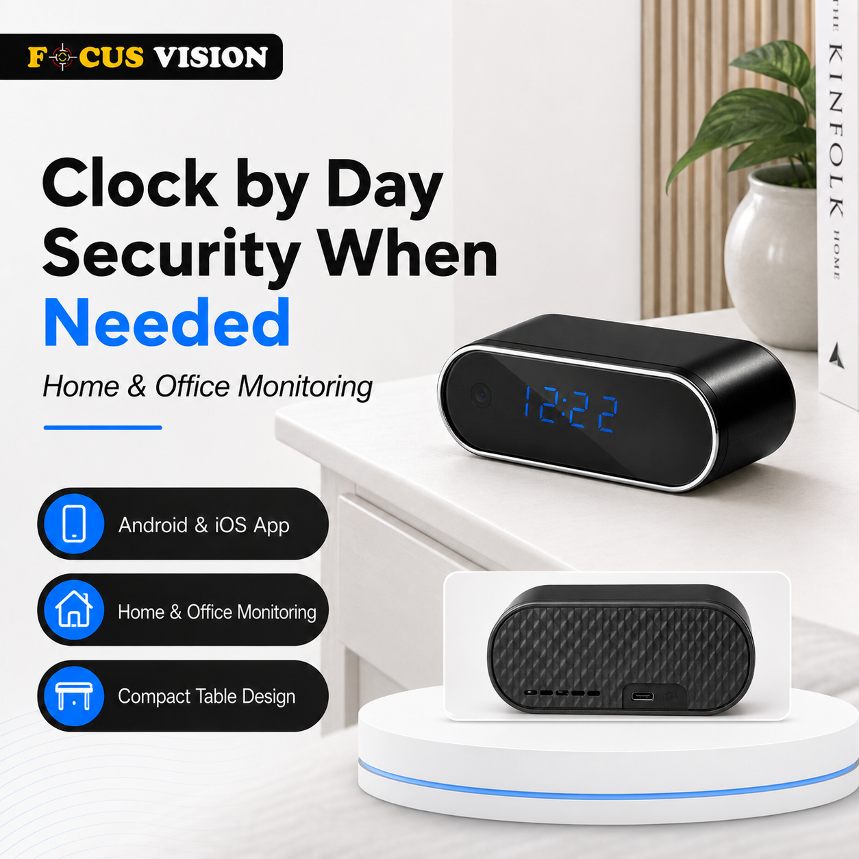 Table Clock Digital Spy Camera for home and office monitoring